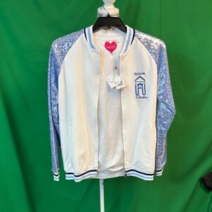 Spelman College Blue Sequin Sleeve Varsity Jacket